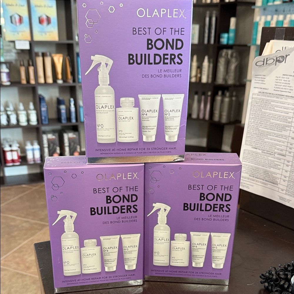 3 OLAPLEX Bond Builders Set with Purple Packaging